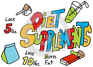 Diet supplements doodle set