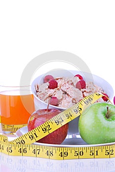 Diet tape measure apple flakes juice