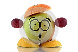 Diet time. Funny fruit character.