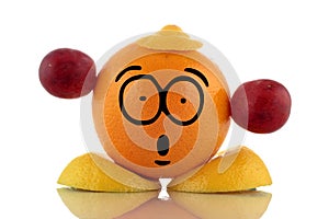 Diet time. Funny fruit character.