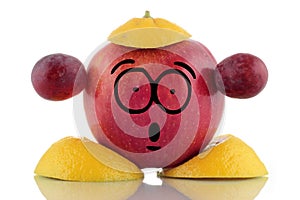 Diet time. Funny fruit character.