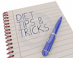 Diet Tips Tricks Notepad Pen Writing Words