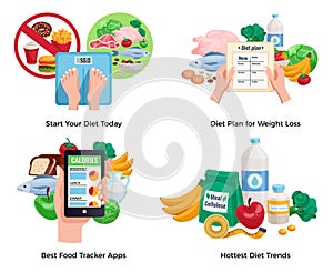 Diet For Weight Loss 2x2 Design Concept