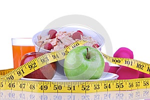 Diet weight loss concept with tape measure red