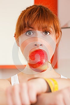 Diet - woman gagged and handcuffed photo