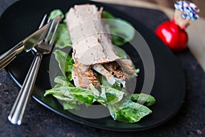 Diet wrap with meat and greens