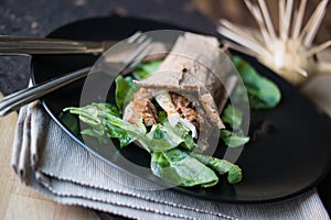 Diet wrap with meat and greens