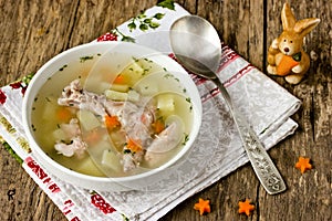 Dietary soup with rabbit and carrots
