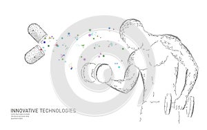 Dietary supplement vitamin bodybuilding capsule. Fitness shape drug medicine science chemistry innovation technology