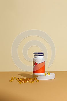 dietary supplements on neutral background