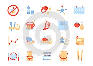 Dietfood color icons set