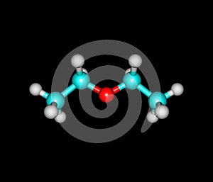 Diethyl ether molecule isolated on black