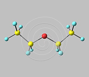 Diethyl ether molecule isolated on grey