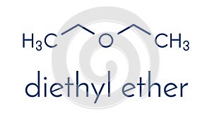 Diethyl ether solvent molecule. Skeletal formula. photo