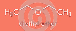 Diethyl ether solvent molecule. Skeletal formula.