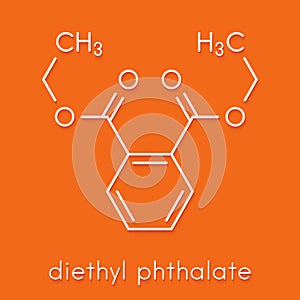 Diethyl phthalate DEP plasticizer molecule. Skeletal formula. photo