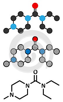 Diethylcarbamazine anthelmintic drug molecule photo