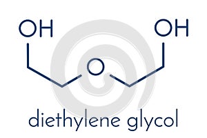 Diethylene glycol chemical solvent molecule. Highly toxic. Used as adulterant in wine, syrups and counterfeit drugs. Skeletal.