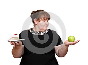 Dieting overweight woman choice
