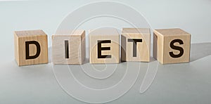 Diets word on cubes, dieting concept