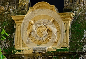 Dieu et mon droit 1668 emblem at the entrance of the Galle fort