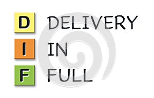 DIF initials in colored 3d cubes with meaning