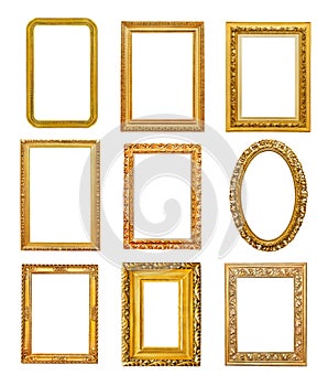 Diferent shape golden frames photo