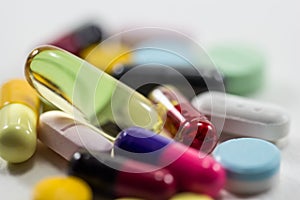 Diferent Tablets pills capsule heap mix