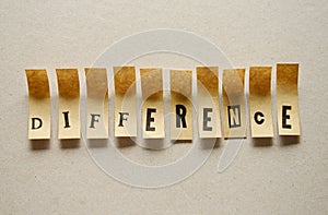 Difference - word in sticky letters