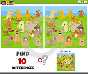 differences activity with cartoon dogs animals group