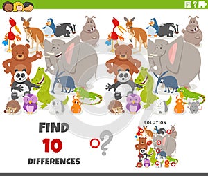 differences activity with cartoon wild animals group
