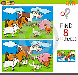 Differences activity with farm animal characters