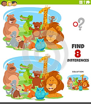 Differences educational game with cartoon animals