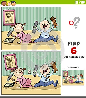 Differences educational game with cartoon babies