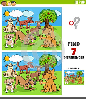 Differences educational game with cartoon dogs group