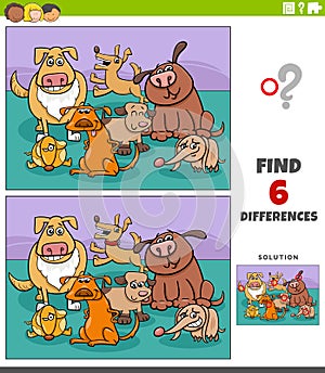 Differences educational game with cartoon funny dogs