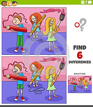 Differences educational game with cartoon school children