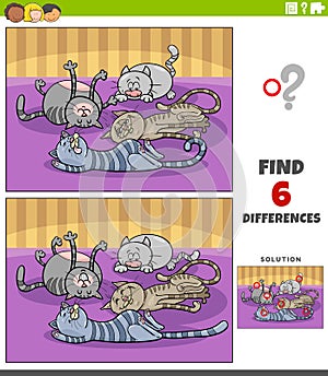 Differences educational game with cartoon sleeping cats