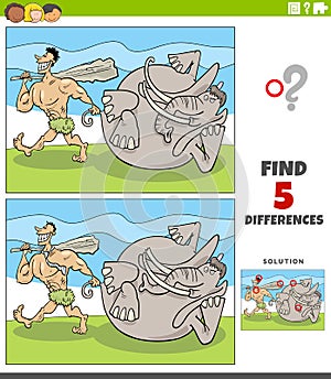 Differences educational game with caveman and mammoth