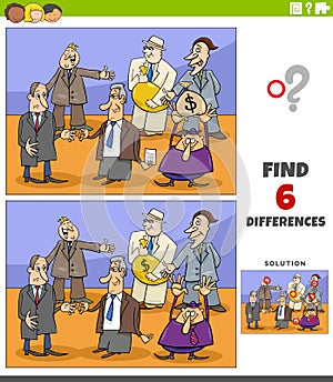 Differences educational game with comic businessmen