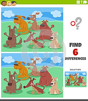 Differences educational game with funny dogs