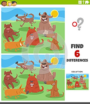 Differences educational game with happy dogs