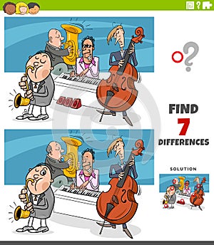 Differences educational game with jazz band musicians