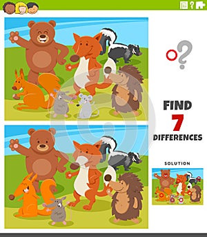 Differences educational game with wild animals