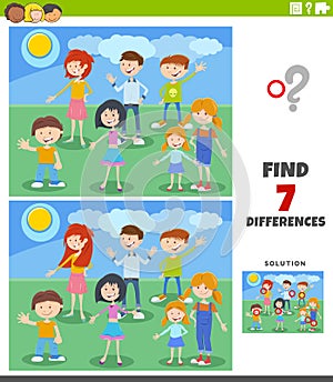 Differences educational task with cartoon children