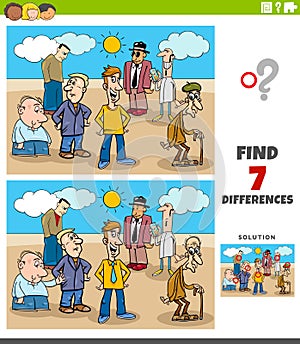 Differences educational task with cartoon people