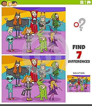 Differences educational task for children with Halloween characters