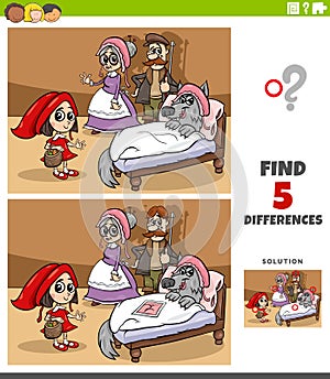 Differences educational task for kids with little red riding hood