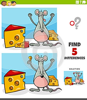 Differences educational task for kids with mouse and cheese