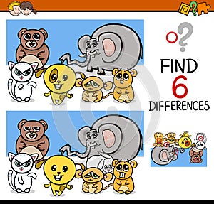 Differences game with animals